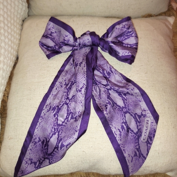 Coach Purple Snake Print Silk Scarf Sash - Picture 7 of 11
